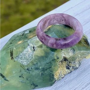 Amethyst Gemstone Ring, Carved Band Natural genuine gemstone.